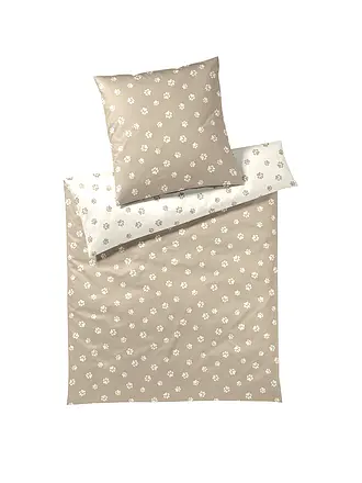 ELEGANTE | Satin Bettwäsche PAWS 70x90cm/140x200cm Schwarz | beige